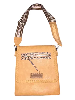 Montana West Tan Western Crossbody Bag Leopard Accent Wide Strap EUC thumbnail 5