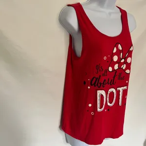 Disney Parks Polka Dot Minnie Mouse Womens Tank Top Sz S Bow Vacation Graphic thumbnail 6
