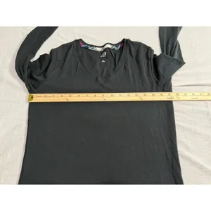 Gap Women's V-Neck Long Sleeve Top Black Cotton Modal Blend Size L GP006391 thumbnail 6