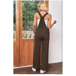 Overalls Brown Wide Leg‎ Adjustable Strap Size Small thumbnail 2