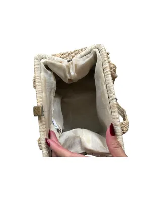 VINTAGE The Golden Girls Style Woven Top Snap Handbag thumbnail 6