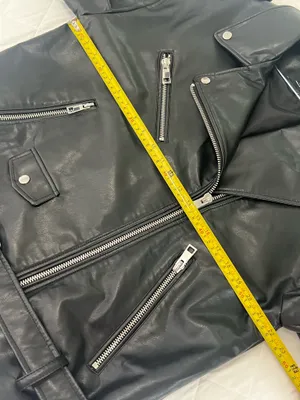 Zara Faux Leather Moto Jacket Biker Grunge Streetwear Belted Black Size L thumbnail 9