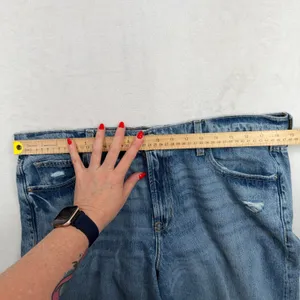 Gap 14 32 Mid Rise Destructed SuperSoft Baggy Jeans Medium Wash Denim 626631 thumbnail 12