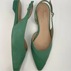 Naturalizer Makenna green leather suede pointed toe slingback flats women Size 5 thumbnail 7