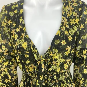 Lost + Wander Marianna Yellow Floral Ruffle Long Sleeve Prairie Maxi Dress Sz XS thumbnail 6