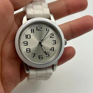 Women’s Silver-tone Stainless Steel Watch White Silicon Band, working thumbnail 7