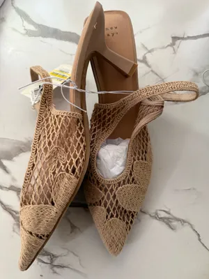 A New Day Women’s Esme Crochet Pointed Toe Slingback Heels – Tan / Neutral thumbnail 1