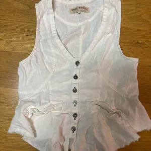Free People Laruso Linen Preppy Pocket Resortwear Coastal Beach Vacation Vest S thumbnail 3