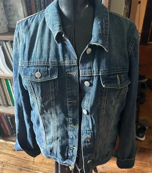 Jade + Ivory bling elevated basics minimalist XL denim jacket thumbnail 1