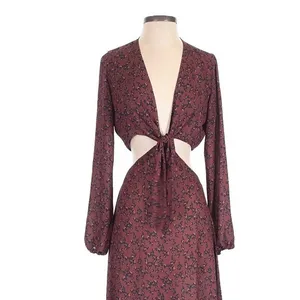 RESA Noelle Maxi Dress In Gemma Small Cut Out Front Tie Leopard Animal Print thumbnail 3