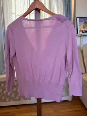 LOFT Dusty Rose Ruffle-Trim V-Neck Cardigan Size M thumbnail 2