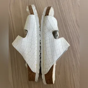 Birkenstock White Shearling-Lined Slide Sandals thumbnail 6