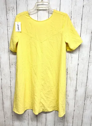 Frnch Dress Women Size M/L Yellow Crepe Round Neck‎ Short Sleeve Shift Mini Sun thumbnail 1