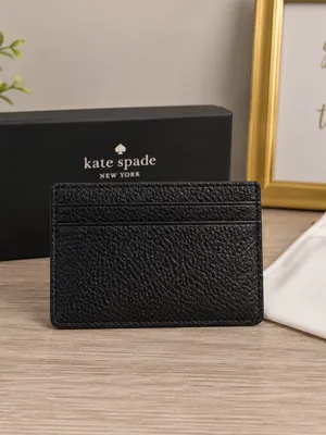 Kate Spade New York Black Pebbled Leather Card Holder 7 Slots NWT thumbnail 4