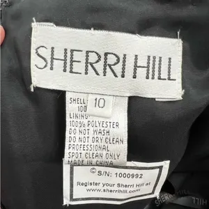 Sherri‎ Hill 3D sequin strapless dress black LBD sz 10 thumbnail 4