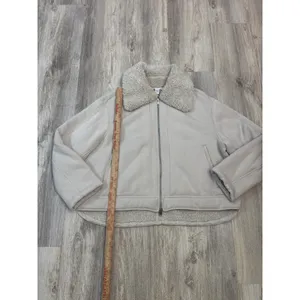 Athleta Westbound Sherpa Jacket Abalone Grey/Cream Full‎ Zip Plus Size 1X thumbnail 4