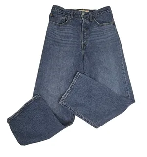 Levi’s Ribcage Straight Ankle Button Fly Jeans Medium Blue Wash 30 thumbnail 1