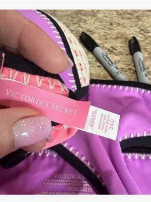 Victoria's Secret Purple Bikini Set with Black & Coral Accents thumbnail 9
