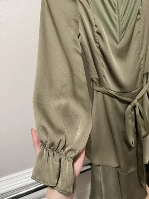 Altar'd State Olive Green Long Sleeve Midi Dress thumbnail 4