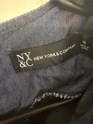 New York & Company Jean elastic Long-Sleeve Smocked Cuff Shift Dress thumbnail 4
