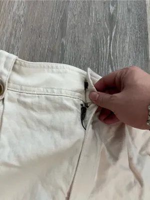Gap Cotton Cargo Pants Womens 16 Regular Cream Linen Tapered Utility Safari thumbnail 8