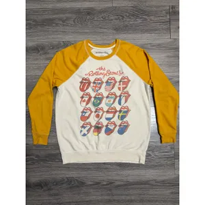 The Rolling Stones Women Sweatshirt M International Flags Raglan Yellow Cream thumbnail 10