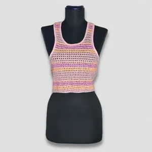 Cotton On Crochet Crop Tank Top Pink Purple Size Medium thumbnail 3