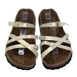 Betula Birkenstock Ivory & Gold Faux Leather Strappy Sandals Size 38‎ - L7 thumbnail 1