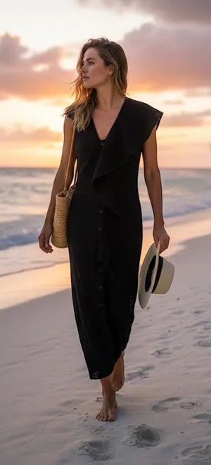 Marysia Swim Maxi Swim Cover Black Size M Beach Resortwear Vacation Summer Boho thumbnail 1