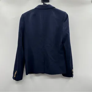 J. Crew Factory Wool Blend Navy Blue‎ Long Sleeve Button Blazer Size 10 thumbnail 4