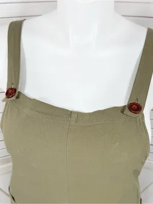 Emery‎ Rose Cotton Front Pocket Cuffed Overalls Jumpsuit Olive Green Large thumbnail 5