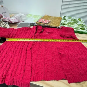 Umgee Magenta Pink Cable Knit Open Front Cardigan Sweater‎ M/L Chunky Oversized thumbnail 9
