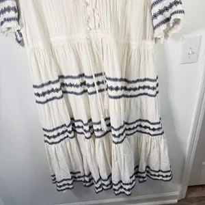 Ivy City Co Santorini White Blue Embroidered Tiered Maxi Dress Boho Womens 2x? thumbnail 9