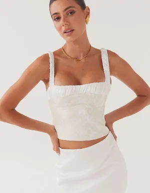 Peppermayo White And Gold Bustier Top thumbnail 1