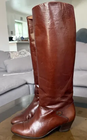 Vintage Gucci Tall Brown Leather Riding Boots 35.5 5.5 thumbnail 1