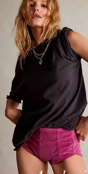 We The Free Free People Magenta Corduroy High Waisted Hot Shorts Pink Small thumbnail 1