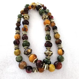 Vintage Multicolor Beaded Necklace Classic Retro Jewelry thumbnail 1