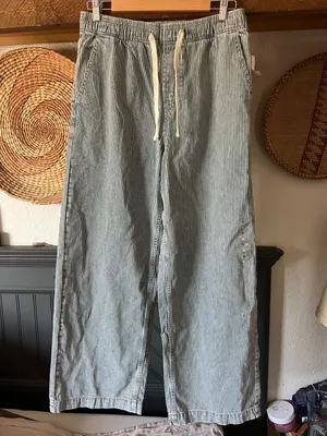 NWT Gap pull on high rise wide leg railroad stripe blue Medium thumbnail 2