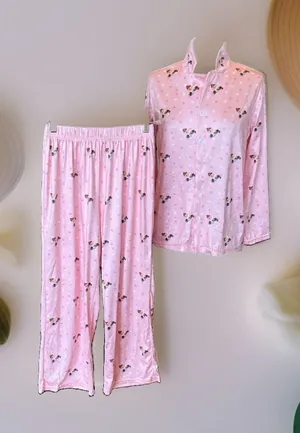 Pet Face Pink Pajama Top Pants Set Women’s Small thumbnail 1