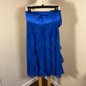 Cache Vintage Y2K Royal Blue Strapless Ruffle Tiered Mini Cocktail Dress thumbnail 2