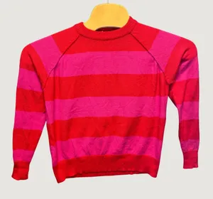 2292 | THML Preppy Pink & Red Striped Raglan Sleeve Soft Knit Sweater Womens XS thumbnail 1