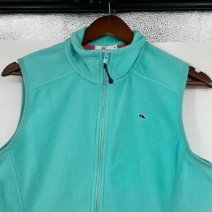 Vineyard Vines Sea Foam Green Soft Fleece Vest whale logo women’s size medium thumbnail 6