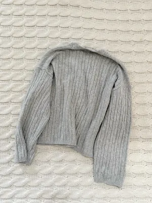 GAP Light Gray Cable Knit Crewneck Sweater thumbnail 3