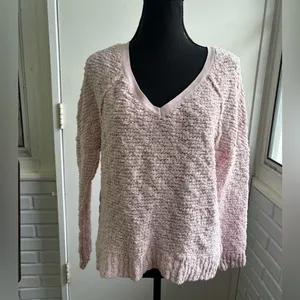 Free People Oversized Songbird‎ V Neck Sweater small chunky holiday workwear thumbnail 2