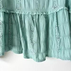 Frye & Co. Green Teal Eyelet Peplum Blouse Lace Floral Western Boho Flowy thumbnail 6