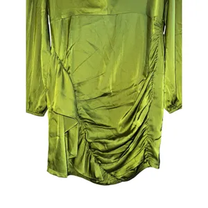 New Forever 21 Satin Ruched Mini Dress Women's‎ Large Green Sexy Event Wedding thumbnail 5