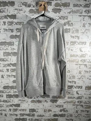 Aerie | women gray full zip hoodie distressed oversized thumbnail 10