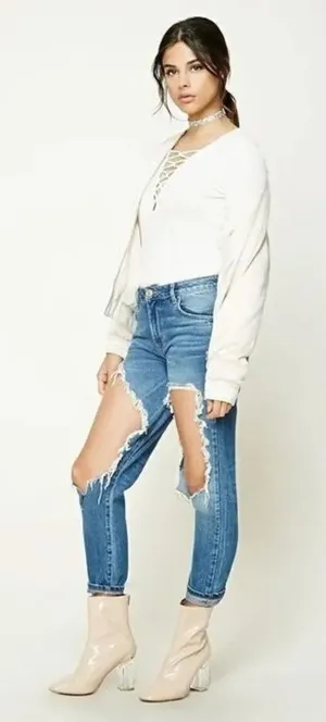 ✨Ribbed Plunging Lace-Up Top✨ thumbnail 1
