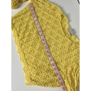 HYFVE Women's Small Yellow Long Sleeve Crochet Knit Pullover Sweater Sheer thumbnail 8