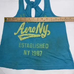 Y2K Vintage Aeropostale Blue Green Embroidered‎ Logo Cross Cross Tank Top thumbnail 8